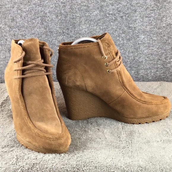 Michael Kors Rory Bootie Brown Platform Wedge Ankle Boots EUC - Picture 1 of 9